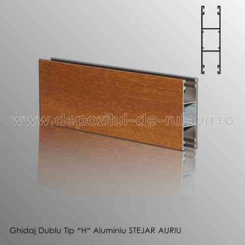 Ghidaje rulouri exterioare aluminiu aplicate duble tip “H” stejar auriu